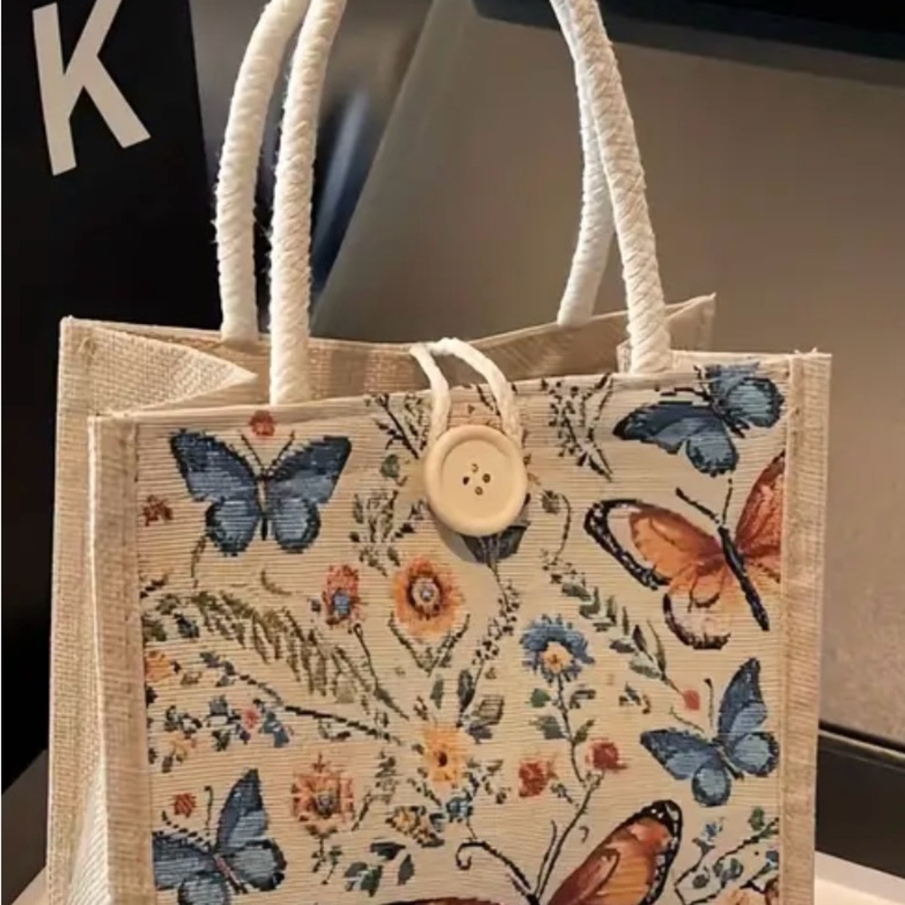 Floral Butterfly  beautiful tapestry small Canvas Tote Bag